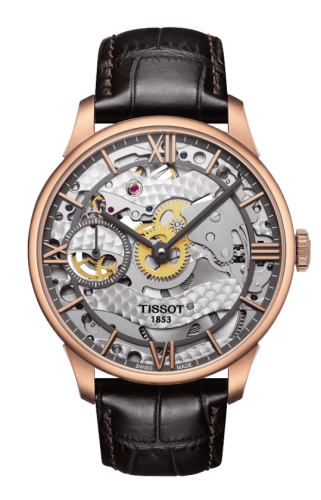 Tissot Chemin des Tourelles Squelette 42 Rose Gold PVD / Skeleton / Strap